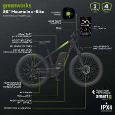 Greenworks 60v MTB eBike 26 inch 2